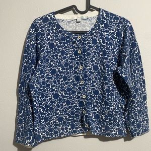 Boden Blue and White Floral Long Sleeve Top